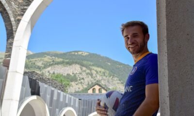 Sergi Samper en la seva presentació com a nou jugador de l'FC Andorra / FCA