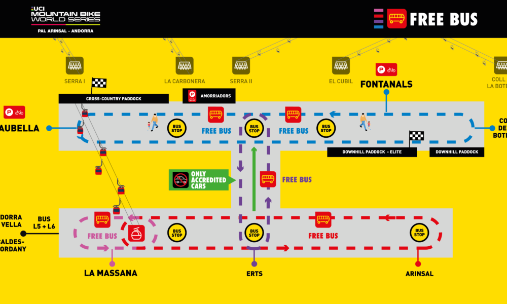 Mapa del transport públic per la Copa del Món de BTT / PAL ARINSAL