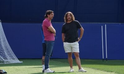 Jaume Nogués i Carles Puyol en un dels entrenaments / FC ANDORRA