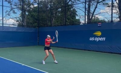 Vicky Jiménez en un entrenament a l'US Open
