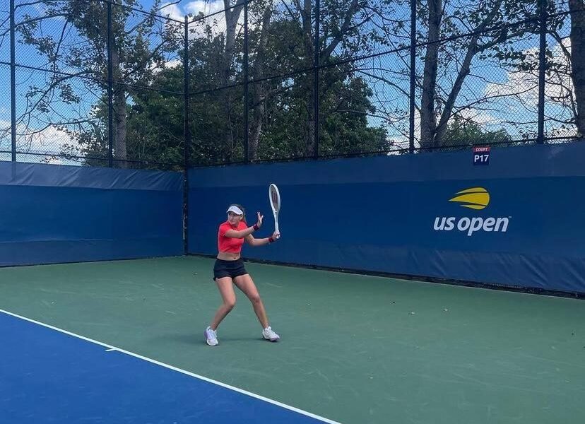 Vicky Jiménez en un entrenament a l'US Open