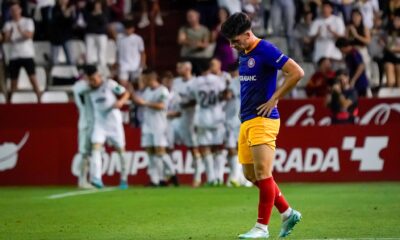 Un instant de la celebració d'un dels gols de l'Albacete / FCA