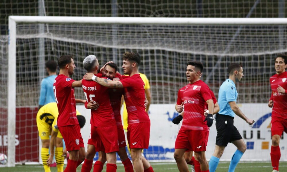 Celebració dels jugadors de l'FC Santa Coloma d'un dels gols del derbi / FAF