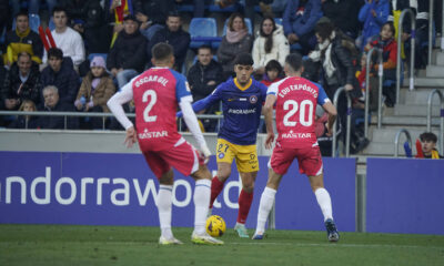 Iker Benito en una acció del partit davant l'RCD Espanyol / FC Andorra