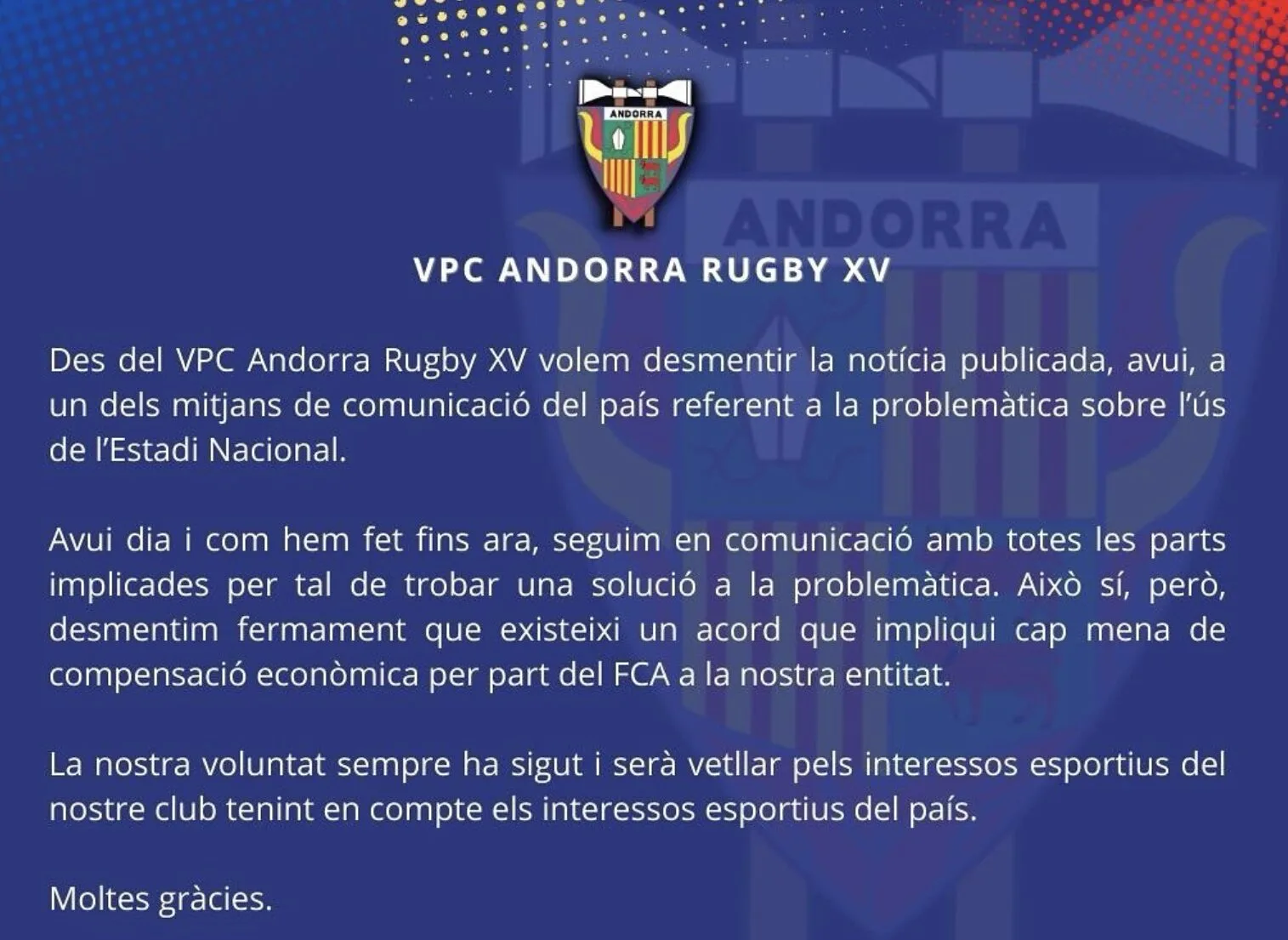 El comunicat del VPC Andorra Rugbi / VPC
